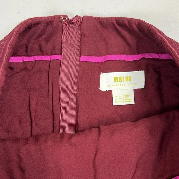 Maeve X Anthropologie Beatrice Burgundy Floral Quilted Mini Skirt, Sz. 10 - Picture 9 of 15